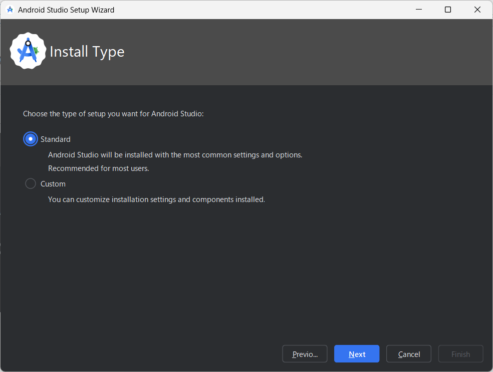インストールタイプの選択（Android Studio Setup Wizard - Install Type）